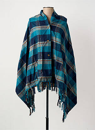 Poncho imprimé écossais bleu MOUSQUETON femme