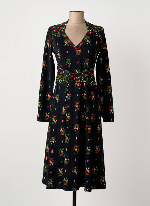 Robe mi-longue imprimé fleurs manches longues noir BLUTSGESCHWISTER femme
