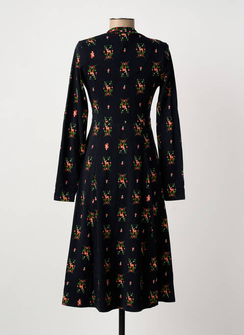 Robe mi-longue imprimé fleurs manches longues noir BLUTSGESCHWISTER femme