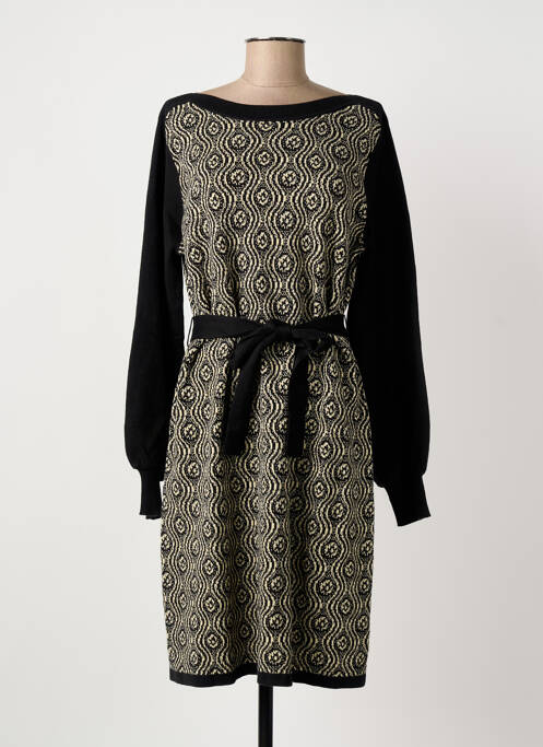 Robe mi-longue imprimé fantaisie manches longues noir KING LOUIE femme