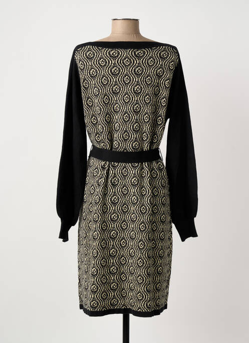 Robe mi-longue imprimé fantaisie manches longues noir KING LOUIE femme