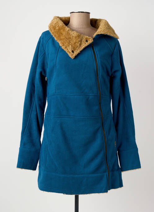Manteau court poches sans capuche bleu KALI YOG femme