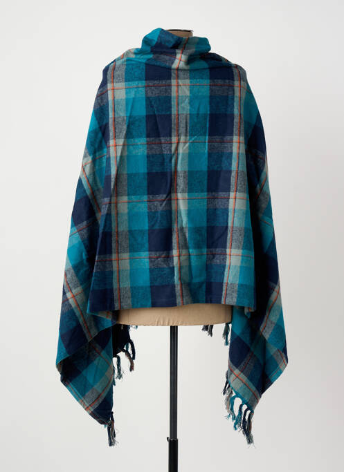 Poncho imprimé écossais bleu MOUSQUETON femme