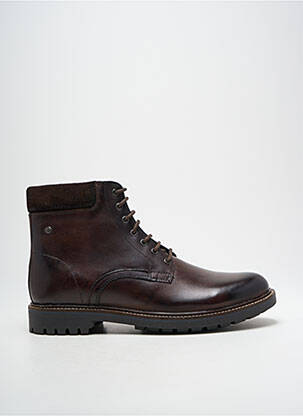 Bottines/boots tissage satiné talon bas marron BASE LONDON homme