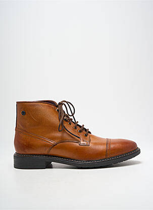 Bottines/boots tissage satiné talon bas marron BASE LONDON homme