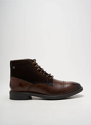 Bottines/boots matière lisse talon bas marron BASE LONDON homme