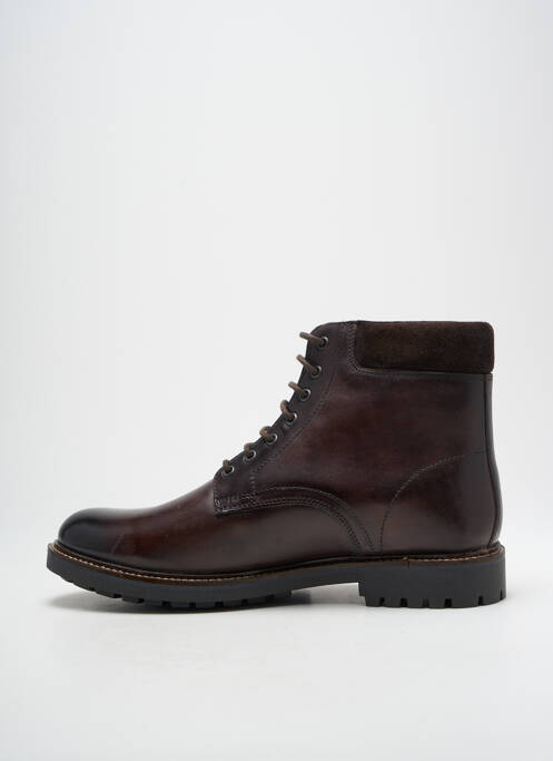 Bottines/boots tissage satiné talon bas marron BASE LONDON homme