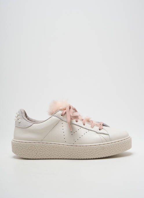 Baskets bout rond talon plat jusqu'à 3cm beige VICTORIA femme