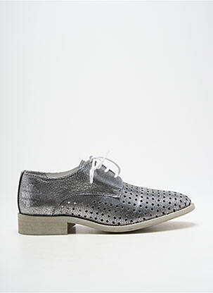 Derbies tissage satiné talon plat jusqu'à 3cm argent WHOOZ femme