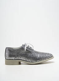 Derbies tissage satiné talon plat jusqu'à 3cm argent WHOOZ femme