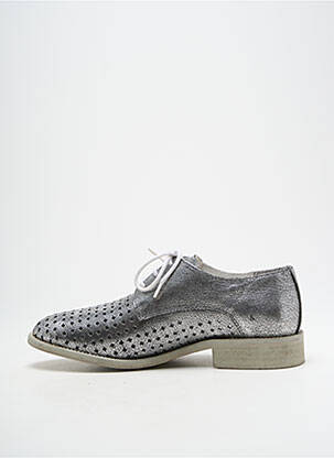 Derbies tissage satiné talon plat jusqu'à 3cm argent WHOOZ femme