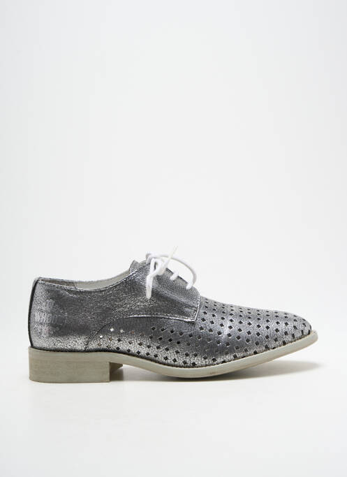 Derbies tissage satiné talon plat jusqu'à 3cm argent WHOOZ femme
