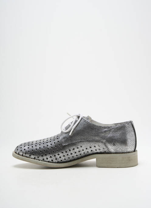 Derbies tissage satiné talon plat jusqu'à 3cm argent WHOOZ femme