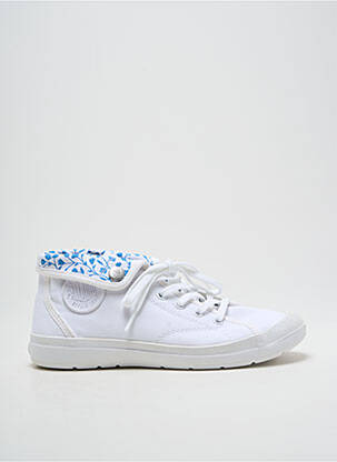 Baskets bout rond talon plat jusqu'à 3cm blanc PALLADIUM femme