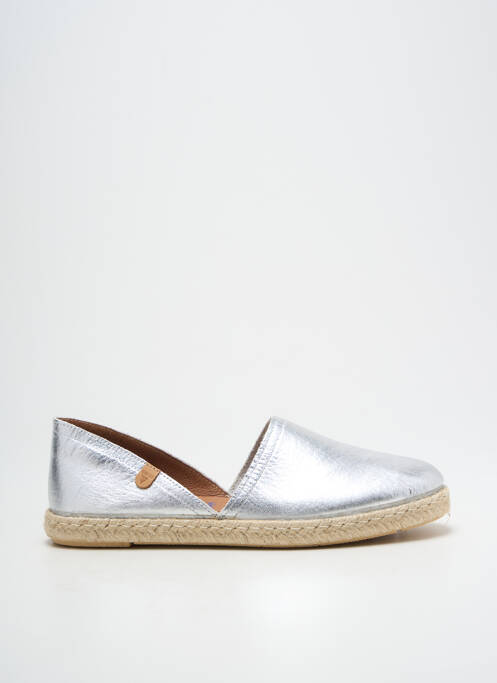 Espadrilles tissage satiné talon plat jusqu'à 3cm argent VERBENAS femme