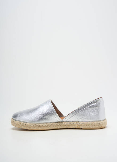 Espadrilles tissage satiné talon plat jusqu'à 3cm argent VERBENAS femme