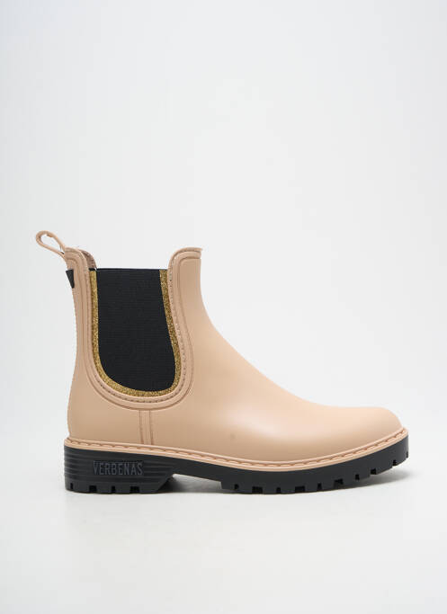 Bottines/boots matière lisse talon plat jusqu'à 3cm beige VERBENAS femme