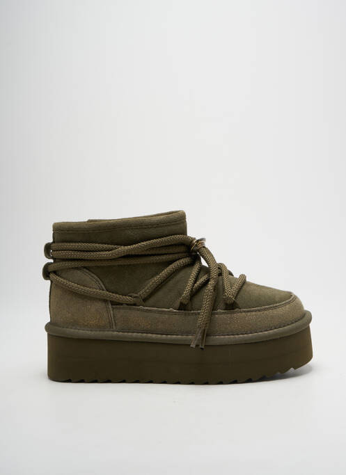 Bottines/boots tissage satiné talon de 4 à 6cm vert COLORS OF CALIFORNIA femme