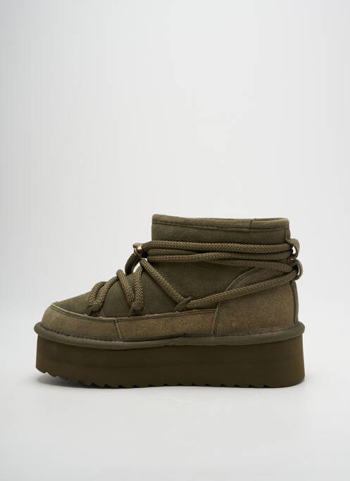 Bottines/boots tissage satiné talon de 4 à 6cm vert COLORS OF CALIFORNIA femme