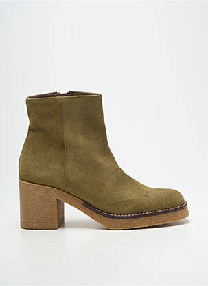 Bottines/boots nubuck talon de 4 à 6cm vert PATRICIA MILLER femme