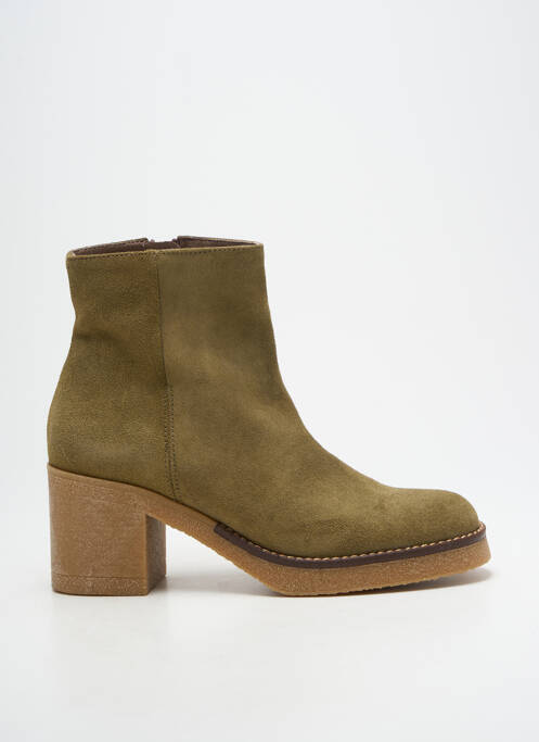 Bottines/boots nubuck talon de 4 à 6cm vert PATRICIA MILLER femme