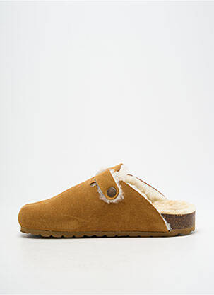 Mules/sabots nubuck talon plat jusqu'à 3cm marron IAM femme