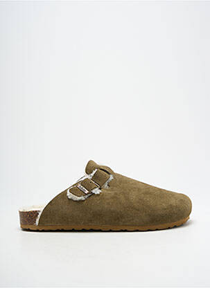 Mules/sabots nubuck talon plat jusqu'à 3cm vert IAM femme