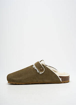 Mules/sabots nubuck talon plat jusqu'à 3cm vert IAM femme