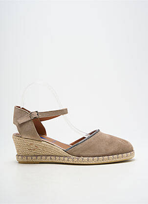 Espadrilles bout rond talon de 4 à 6cm beige VERBENAS femme