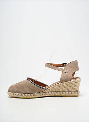 Espadrilles bout rond talon de 4 à 6cm beige VERBENAS femme