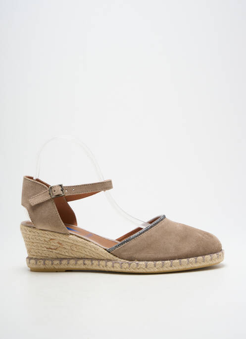 Espadrilles bout rond talon de 4 à 6cm beige VERBENAS femme