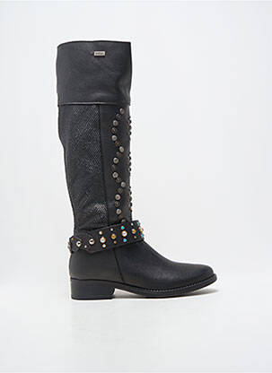 Bottes tissage satiné talon plat jusqu'à 3cm noir MLV femme