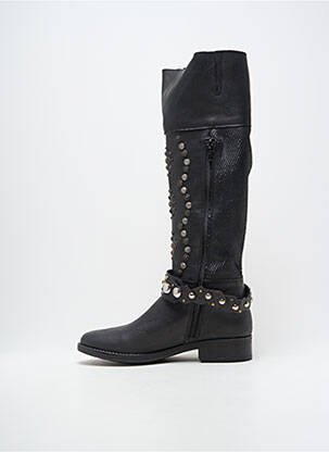 Bottes tissage satiné talon plat jusqu'à 3cm noir MLV femme