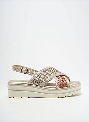 Sandales/nu pieds tissage satiné talon de 4 à 6cm or CARMELA femme