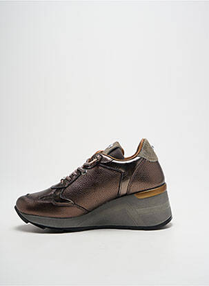 Baskets matière lisse talon de 4 à 6cm marron CETTI femme
