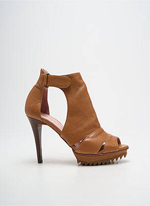 Bottines/boots matière lisse talon haut de 10cm et plus marron PEPE CASTELL femme