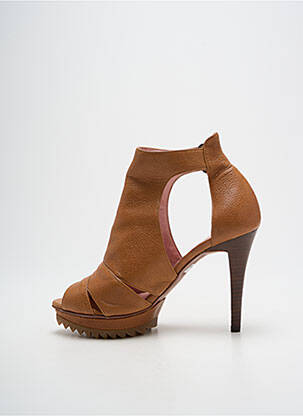 Bottines/boots matière lisse talon haut de 10cm et plus marron PEPE CASTELL femme