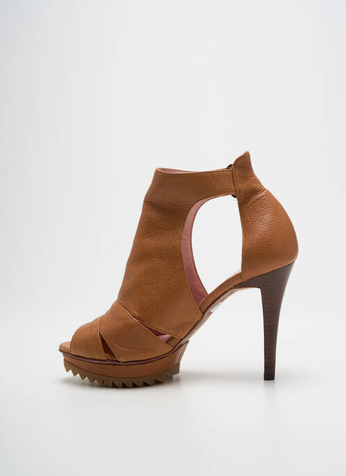 Bottines/boots matière lisse talon haut de 10cm et plus marron PEPE CASTELL femme