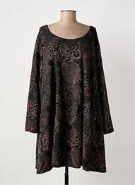 Robe mi-longue imprimé fantaisie manches longues noir BELLA BLUE femme