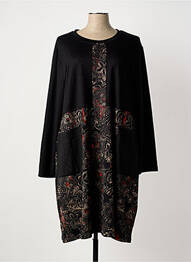 Robe mi-longue imprimé fantaisie manches longues noir BELLA BLUE femme