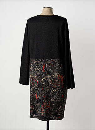 Robe mi-longue imprimé fantaisie manches longues noir BELLA BLUE femme