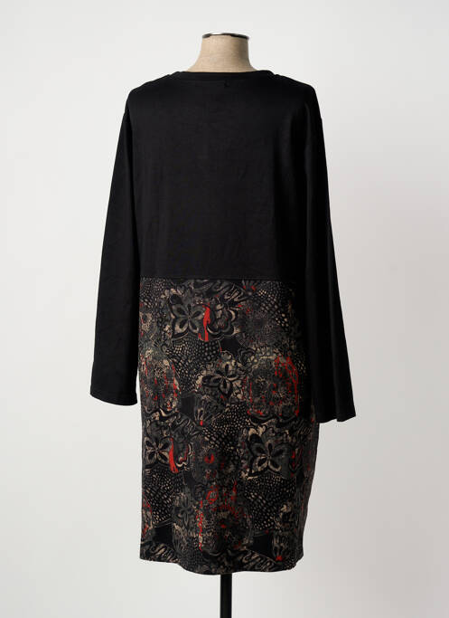 Robe mi-longue imprimé fantaisie manches longues noir BELLA BLUE femme