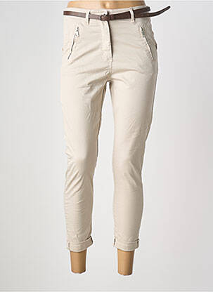 Pantalon 7/8 stretch taille normale beige LACOMY femme