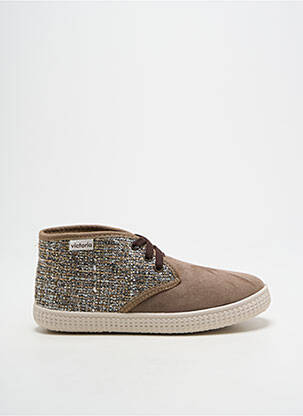 Baskets tissage satiné bout rond marron VICTORIA fille