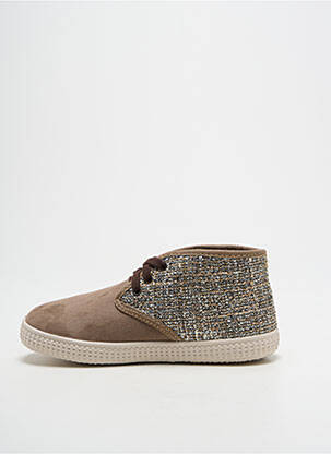 Baskets tissage satiné bout rond marron VICTORIA fille