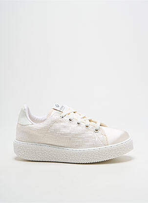Baskets tissage satiné bout rond blanc VICTORIA fille