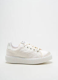 Baskets tissage satiné bout rond blanc VICTORIA fille