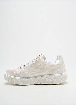 Baskets tissage satiné bout rond blanc VICTORIA fille