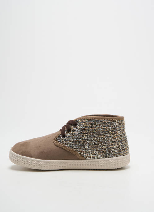 Baskets tissage satiné bout rond marron VICTORIA fille