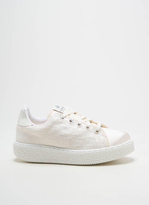 Baskets tissage satiné bout rond blanc VICTORIA fille